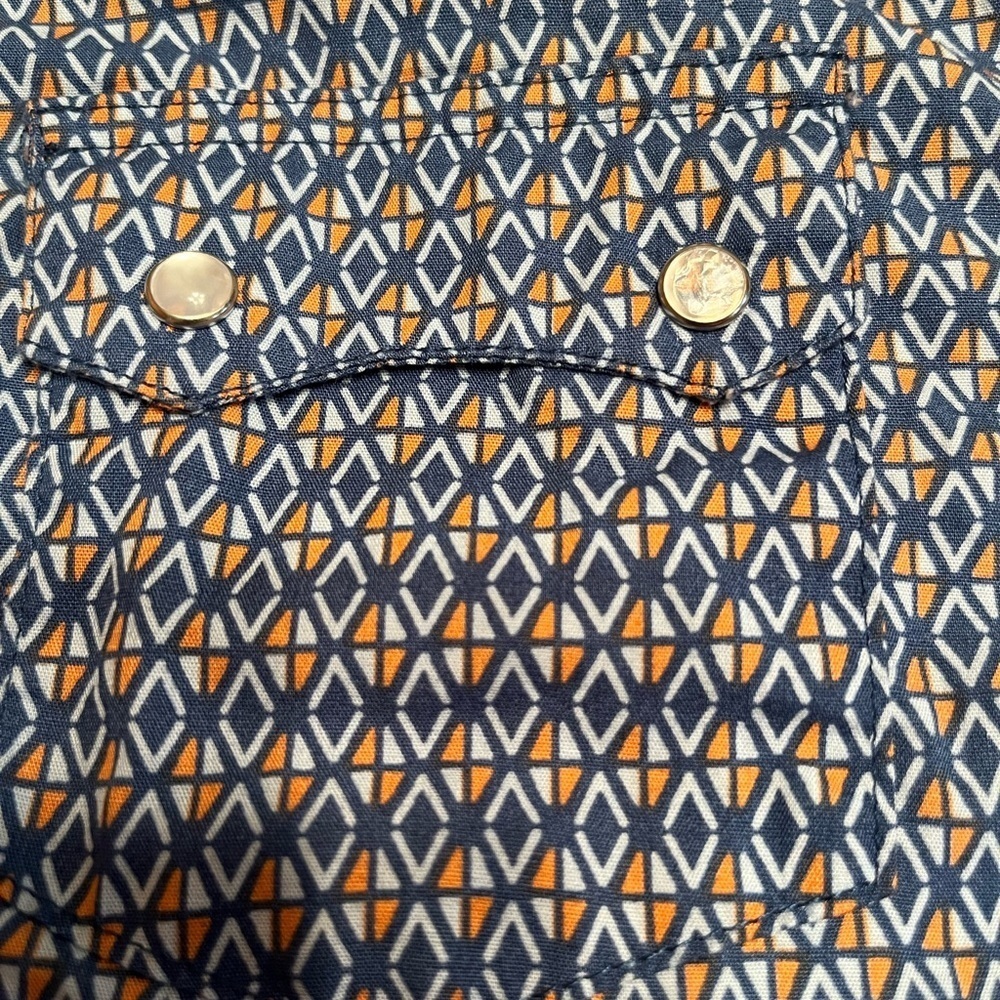 Roper Western Diamond Print Long Sleeve Snap Up Shirt Size S - Picture 7 of 9